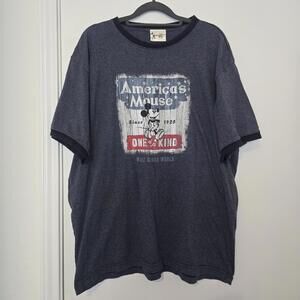 90s VTG Disney Mickey Mouse America's Mouse Tee Mens Blue Ringer Walt Disney XL